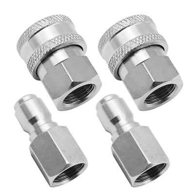 #ad 4 Sets Pressure Washer Adapter 3 8 Quick Connect Fittings Stainless Steel Mal... $40.72