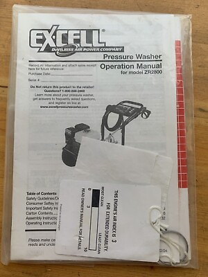 #ad excell pressuer washer operation manual zr2800 $13.99