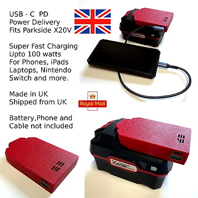 #ad #ad Parkside X20V Battery USB C PD Super Fast Phone Laptop Charger High Power 100W GBP 21.95