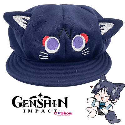 #ad New Genshin Impact Wanderer Scaramouche Cat Cap Cosplay Octagonal Hat Beret Cap $11.69