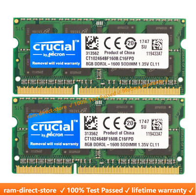 #ad Crucial DDR3L 16GB 1600 2x 8GB PC3 12800 Laptop SODIMM Memory RAM PC3 16G DDR3 $13.50