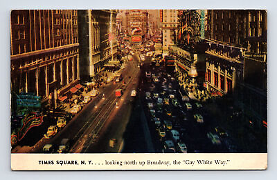 #ad c1939 Postcard New York NY Times Square Looking North Up Broadway $3.39