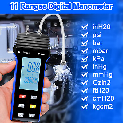 #ad Digital Manometer Gas Pressure Gauge 2.000psi Data Record Time Display 11 Range $41.38