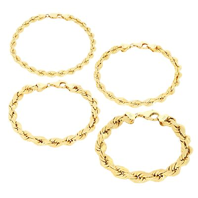 #ad 10K Yellow Gold 2mm 10mm Diamond Cut Rope Chain Bracelet Men Women 7quot; 7.5quot; 8quot; 9quot; $102.98
