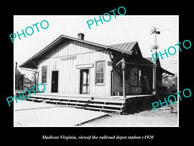 #ad OLD POSTCARD SIZE PHOTO OF MADISON VIRGINIA THE RAILROAD DEPOT STATION c1920 AU $7.50