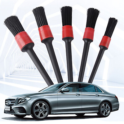 #ad NEW Car Detail Brush Cleaning Brush 5 Piece Set Soft Bristles Wheel Hub Interior $9.80