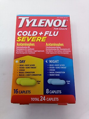 #ad TYLENOL Cold and Flu Severe Day Night Caplets 24 Count exp 11 24 $12.00