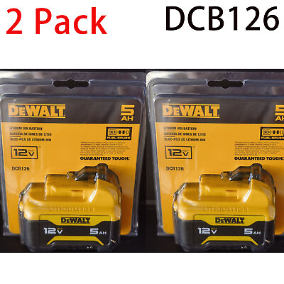 #ad 2 PACK DEWALT DCB126 12V MAX* 5.0Ah Lithium Ion Battery Authentic Original. $75.00