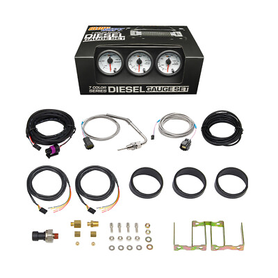#ad White 7 Color Diesel Gauge Set 60 Boost 2400 Pyrometer EGT 100 Fuel Pressure $249.99