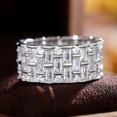 #ad Luxury Women Jewelry 925 Silver Filled Ring Cubic Zircon Wedding Ring Sz 6 10 C $4.84