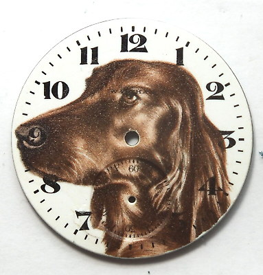 #ad Waltham 12 Size Irish Setter Dog Full Color Pocket Watch Porcelain Dial LW458 $45.00