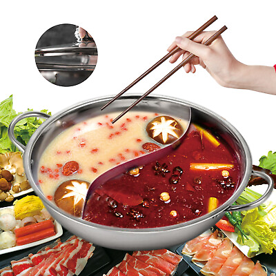 #ad 30CM Easy Clean Hot Pot Shabu Dual Site Induction Cooking Pot Stainless Steel $29.41