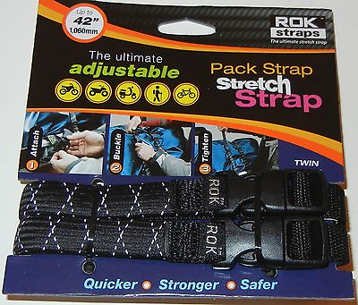 #ad ROK Straps Motorcycle Luggage Tie Down Adj Straps 12quot; 42quot; x 5 8 Reflective Black $22.95