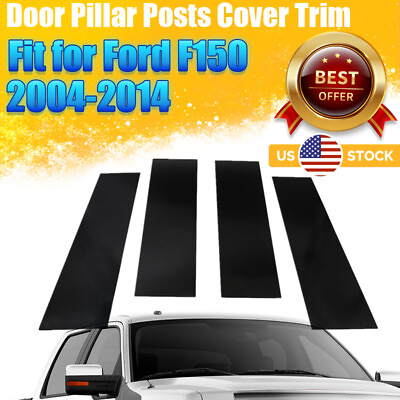 #ad 4* Gloss Balck Window B Pillar Post Trim Accessories For Ford F150 F 150 2004 14 $12.99