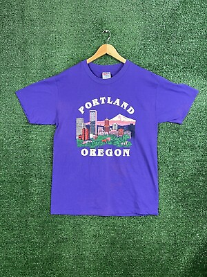 #ad #ad Vintage 90s Portland Oregon City Skyscrapers T Shirt Men’s Large Single Stitch $13.49