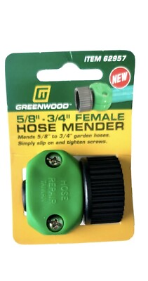 #ad Greenwood 5 8quot; 3 4quot; Female Garden Hose Mender Fixer Fitting Adapter Repair Kit $5.94