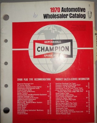 #ad 1970 Champion Plug Application Chart Catalog $13.49