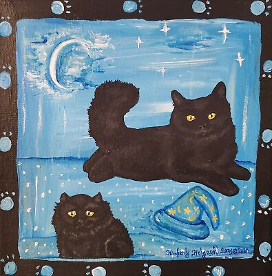 #ad Kimberly Helgeson Sams Black Cat Winter Magic 8 x 10 Art Print British Longhair $24.00