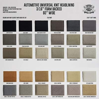 #ad 3 16 Foam Backed Flat Knit Headliner Fabric 60quot; Wide Adhesive High Temperature $63.00
