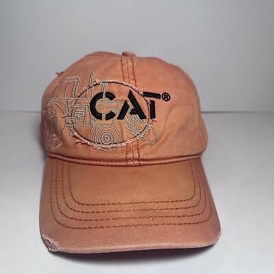 #ad Caterpillar CAT Cap Hat Embroidered Bulldozer Orange Strap back Hat $13.00