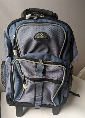 #ad #ad Samsonite Wheeled Backpack Large Blue Overhead Luggage Excellent Condition Zip $44.99
