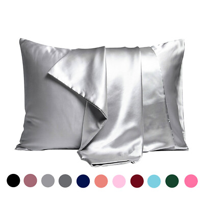 #ad 100% Mulberry Silk Pillowcase 19 Momme Double sided Silk Set of Two $13.99