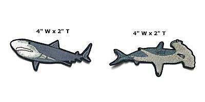 #ad Bull Shark amp; Hammerhead Shark Patch Embroidered DIY Iron On Applique Sea Life $8.87