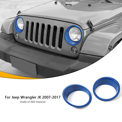 #ad Front Headlight Cover Trim for Jeep Wrangler JK 2007 2018 Accessories Blue parts $22.99