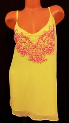 #ad NWT Torrid neon yellow sheer floral embroidered layered sleeveless top 5 5X $17.99
