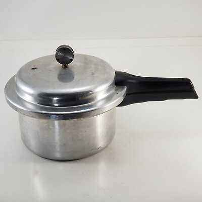 #ad MIRRO MATIC Aluminum 4 Qt Pressure Cooker 394M Vintage Jiggler Pressure Weight $29.95