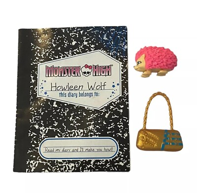 #ad 2013 Monster High 13 Wishes Howleen Wolf Accessories: Gold Bag Hedgehog Diary $12.30