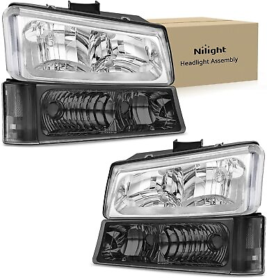 #ad Nilight Headlights Assembly Silverado 2003 2004 2005 2006 Headlights Replacement $139.99