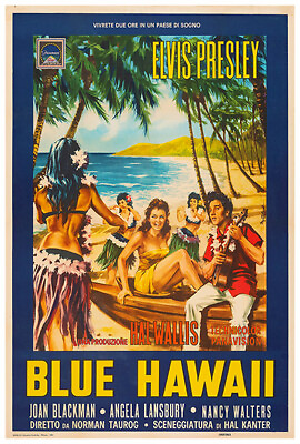 #ad Blue Hawaii Elvis Presley 1963 Movie Poster Italian Version $10.99