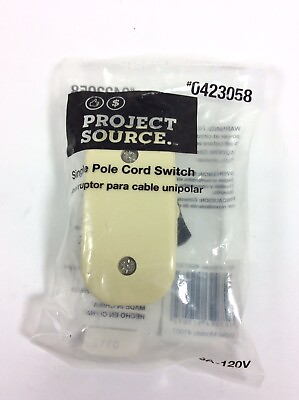 #ad #ad Single Pole Cord Switch Ivory With Black Switch Project Source NEW $3.99