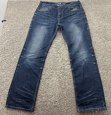#ad B Tuff Jeans Mens 35 Blue Titanium Straight Dark Denim Urban Vintage 35x32 $24.99