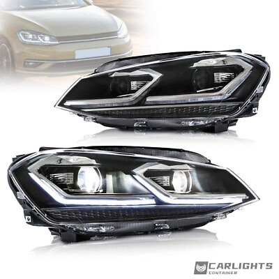 #ad LED Dual Beam Projector Headlights w DRL For VW Golf 7 MK7 2014 2017 Front Lamps $439.99