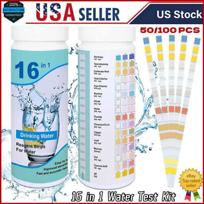 #ad Drinking Water Test Kit Strips 100 cnt. 16 in 1 Home Water Quality Test for Tap $14.99