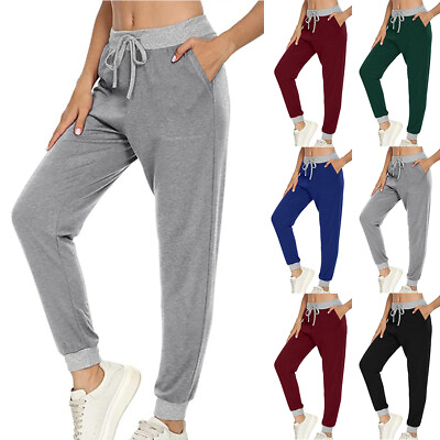 #ad Drawstring Trousers Women Long Pants Female Sport Jogging Casual Pants $25.19