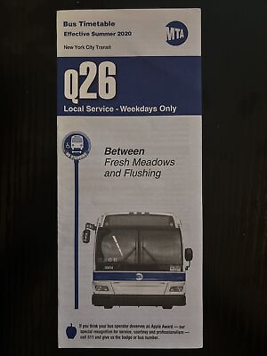 #ad Mta Bus Timetable Q26 NYC Map $14.99