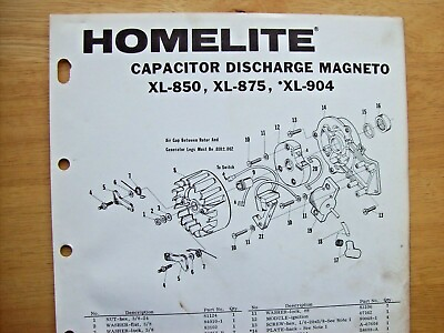 #ad Original Homelite Capacitor Discharge Magneto Parts List XL 850 XL 875 $6.99
