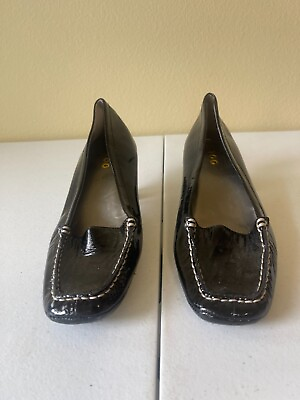 #ad Me Too Pump Heels Womens 9.5 Black Maybe Slip On Patent Leather $22.15