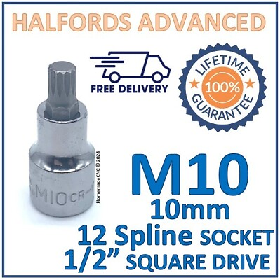 #ad Halfords Advanced M10 10mm 12 Spline Socket 1 2quot; Sqr Drive Adapter Free Pamp;P GBP 5.99