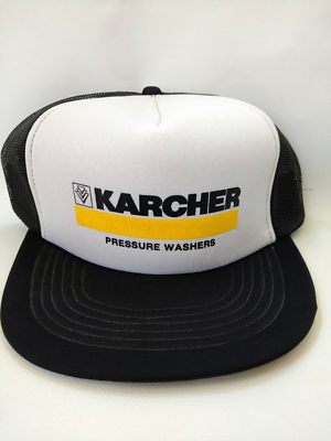 #ad Vintage Trucker Hat Karcher Pressure Washers Mesh Snapback Cap Black Retro 1980s $25.00
