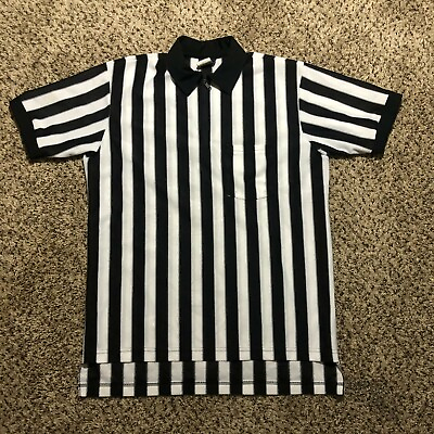 #ad VTG 90s Dalco Athletic Men Sz L Referee Striped Pocket Jersey Shirt Mesh Pocket $11.99