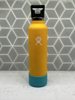 #ad HYDRO FLASK Standard Dark Yellow 24oz Insulated Metal Water Bottle Silicone Cup $19.99