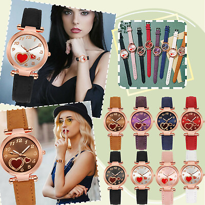 #ad Luxury Watches Women Girls Lovely Heart Print Quartz Watch Casual Analoge Watch $1.89
