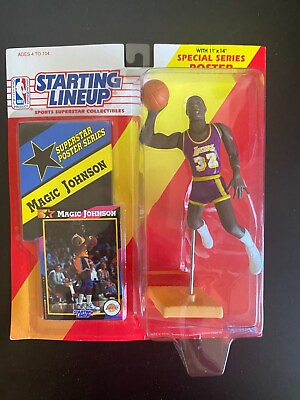 #ad 1992 Starting Lineup Magic Johnson LA Lakers Superstar Poster Edition RARE $19.99