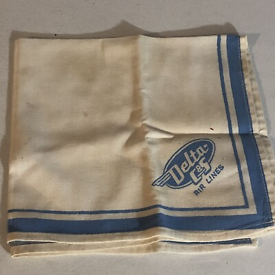 #ad Vintage Delta Camp;S Air Lines Cloth Napkin Wash Cloth ODS2 $10.99
