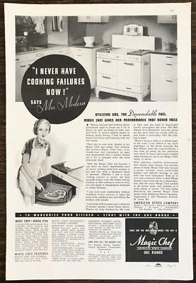 #ad #ad 1937 Magic Chef Series 2700 Gas Range Print Ad I Never Have Cooking Failures Now $9.85