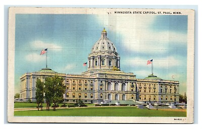 #ad Postcard Minnesota State Capitol St Paul MN linen J61 $1.99